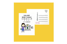 Sketchykarr Sketchykarr Holland Bank Cheque Postcard