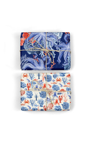 Bespoke Letter Press Bespoke Single Bottle  Double Sided Gift Wrap - Octopus / Crustaceans