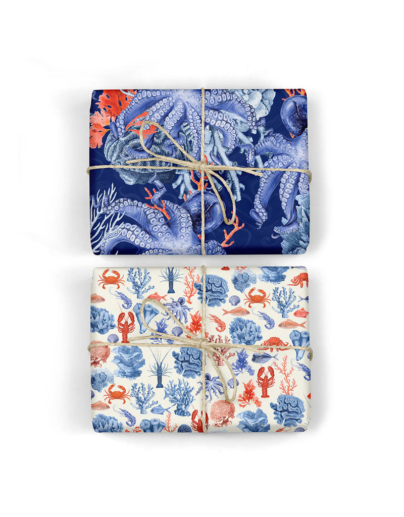 Bespoke Letter Press Bespoke Double Sided Gift Wrap - Octopus / Crustaceans