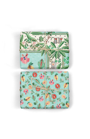 Bespoke Letter Press Bespoke Single Bottle  Double Sided Gift Wrap - Summer Girls / Miami