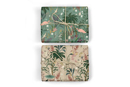 Bespoke Letter Press Bespoke Single Bottle  Double Sided Gift Wrap - Flamingos / Herons