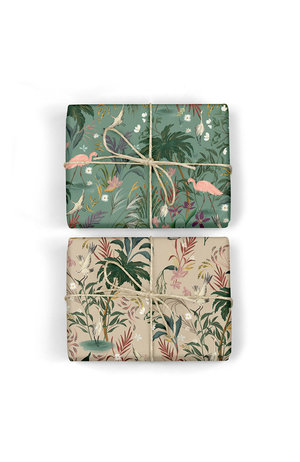 Bespoke Letter Press Bespoke Single Bottle  Double Sided Gift Wrap - Flamingos / Herons