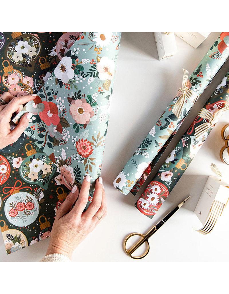 Bespoke Letter Press Bespoke Double Sided Gift Wrap - Christmas Ornaments / Floral Fields