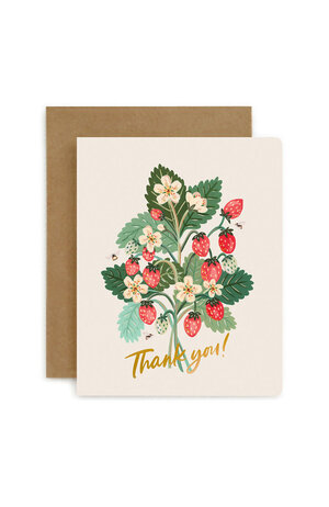 Bespoke Letter Press Bespoke Letterpress Greeting Card - Thank You (Strawberries)