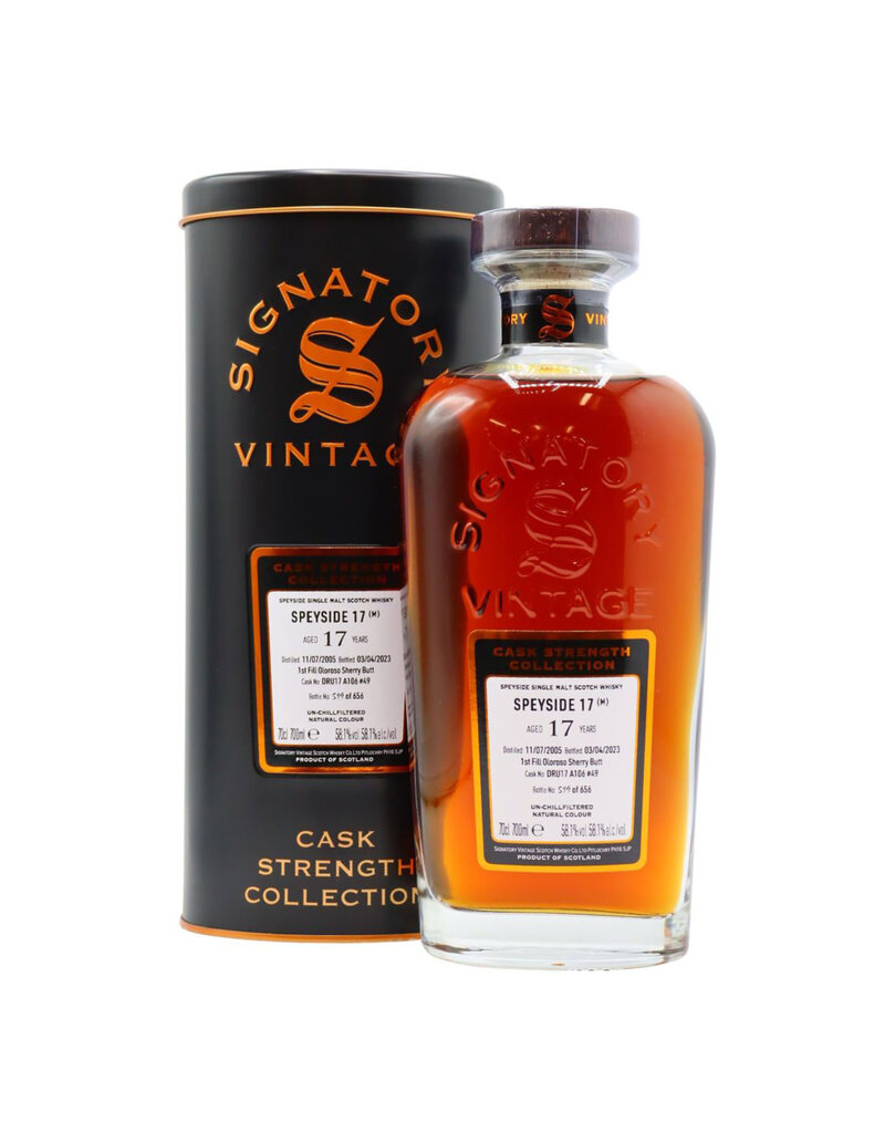Signatory Signatory Vintage 2005 17 Years Old Cask Strength Scotch Whisky Distilled at Unnamed Speyside Distillery (Macallan) 700ml