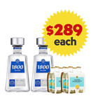 1800 Reserva 1800 Reserva Tequila Silver 750ml x 2 Bottles Value Pack with Strangelove Salted Grapefruit Mixer (8 Pack)
