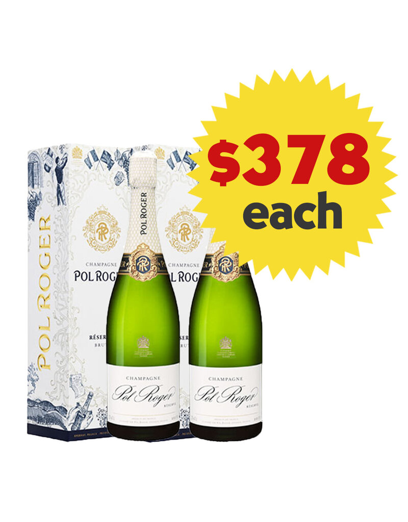 Pol Roger Pol Roger Brut Reserve NV, Champagne with Gift Box, France x 2 Bottles Value Pack