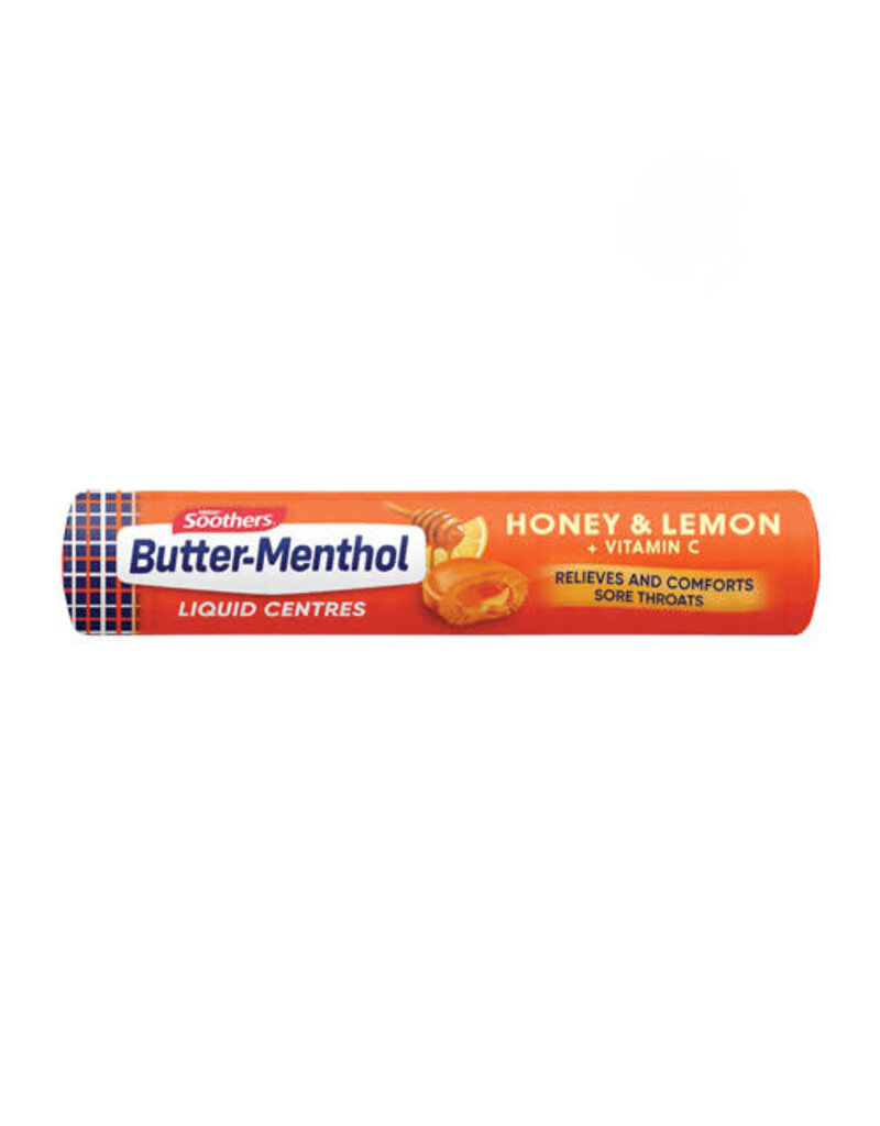 Soothers Butter Menthol Liquid Centres Honey & Lemon Throat Lozenges 50g