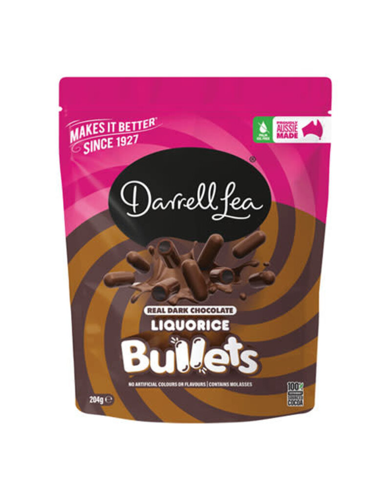 Darrell Lea Darrell Lea Real Dark Chocolate Liquorice Bullets 204g
