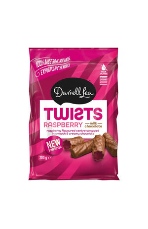 Darrell Lea Darrell Lea Twists Milk Chocolate Raspberry 200g
