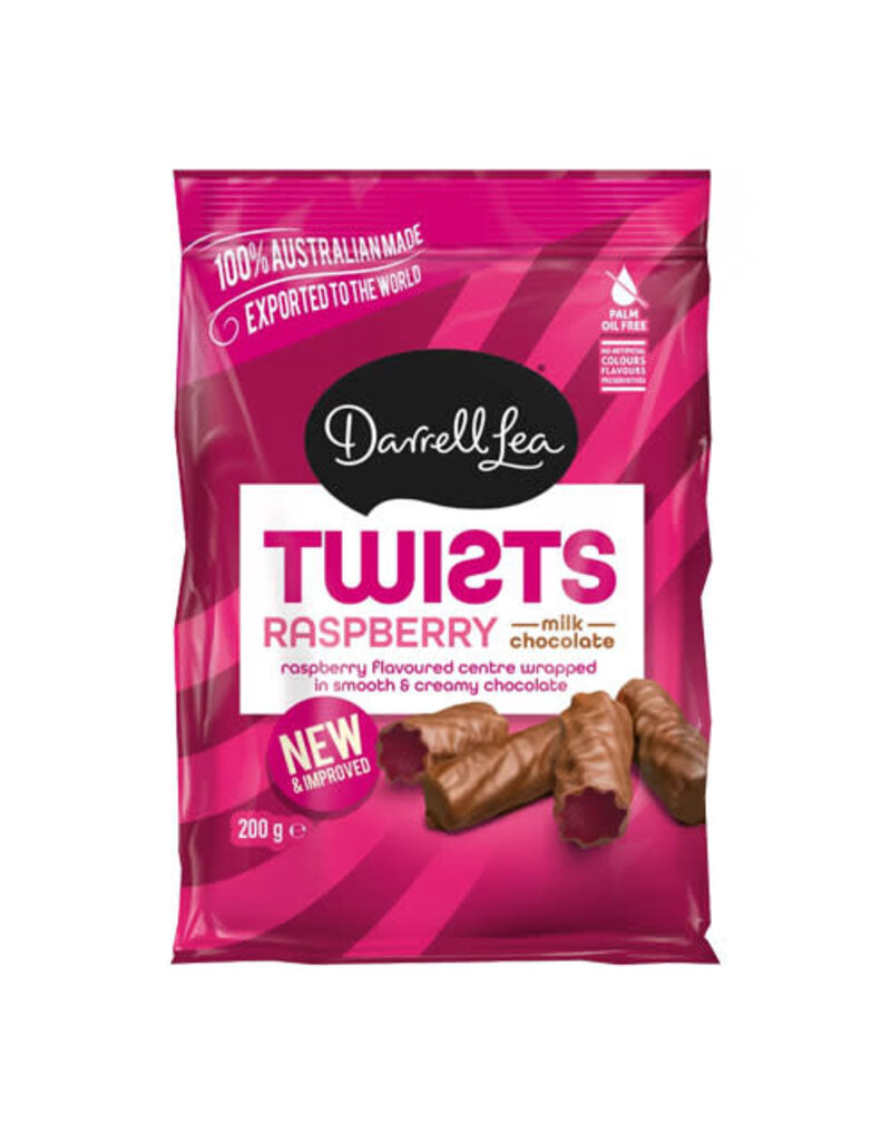 Darrell Lea Darrell Lea Twists Milk Chocolate Raspberry 200g