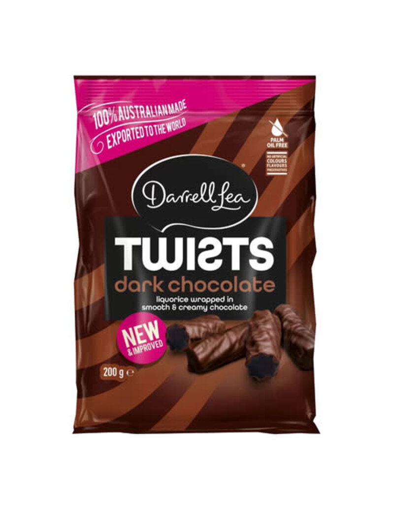 Darrell Lea Darrell Lea Twists Dark Chocolate Liquorice 200g