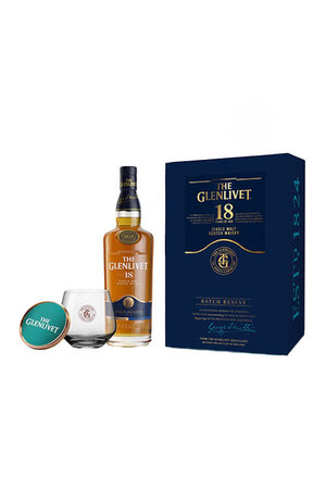 Glenlivet Glenlivet 18 Years Old Batch Reserve Single Malt Scottish Whisky 700ml plus Glass and Mug Lid Set