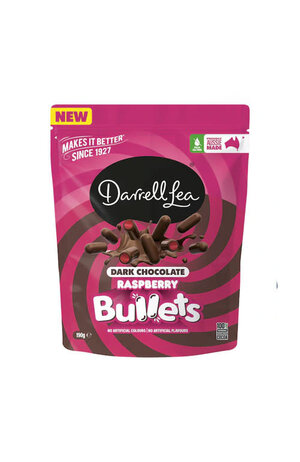 Darrell Lea Darrell Lea Dark Chocolate Raspberry Bullets 190g