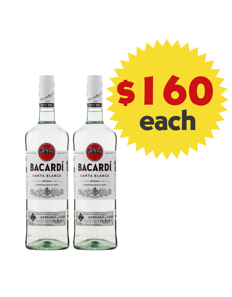 Bacardi Bacardi Carta Blanca Rum 1000ml x 2 Bottles Value Pack