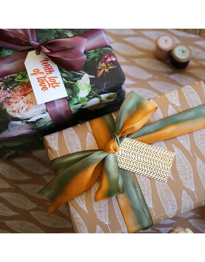 Bespoke Letter Press Bespoke Double Sided Gift Wrap - Botanica / Gold Feathers