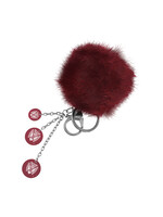 Laser Engraved Gifts Maroon Puffball Keychain