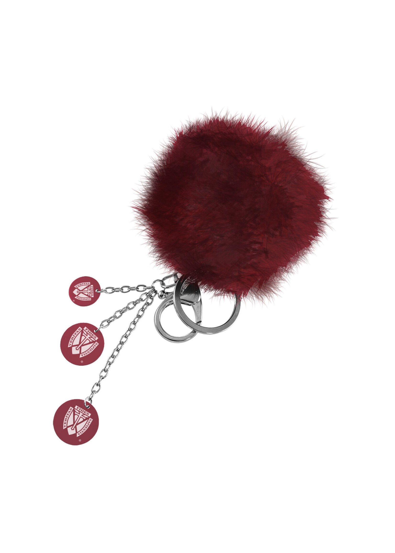 Laser Engraved Gifts Maroon Puffball Keychain