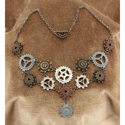 Multi Gear Necklace & Earrings