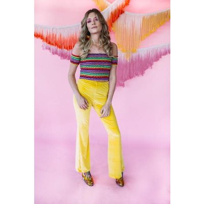 Get Crooked Velvet Flares w/ Elastic Waist