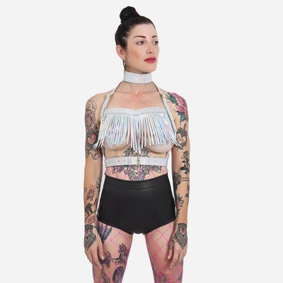 Holosexual No Tassle Hassle Harness w/ Collar - Silver