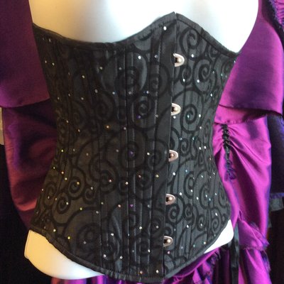 Black Flocked Swirls & Shiny Dots Underbust -20