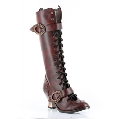 Hades Footwear Vintage Laced Boot, Burgundy Size 8