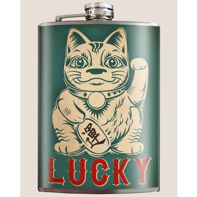 Trixie and Milo Lucky Cat Flask, 8 oz.