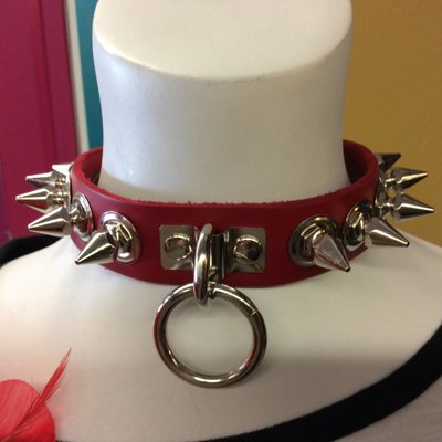 Kookie Leather Med Spike & Ring Collar