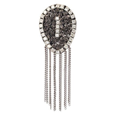 Vintage Goth Emst Silvertone Gemstone & Chains Brooch