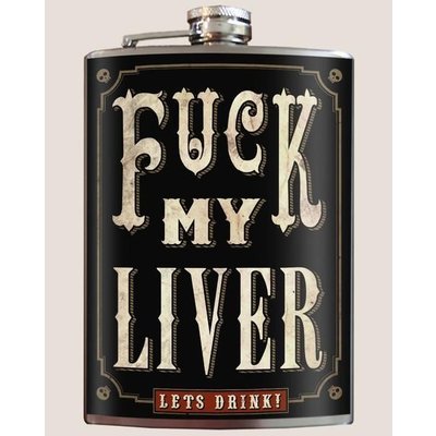 Trixie and Milo Fuck My Liver Flask, 8 oz Stainless Steel