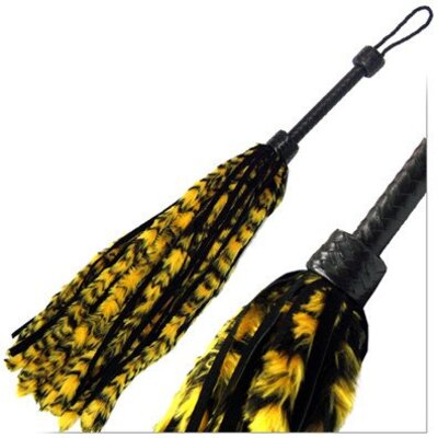 Kookie Yellow Fleece Fur & Black Leather Flogger