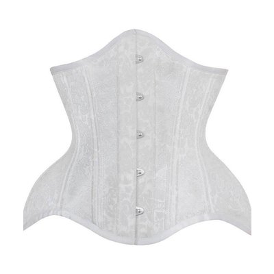 Vintage Goth White Brocade Underbust Curvy Waist Training Corset