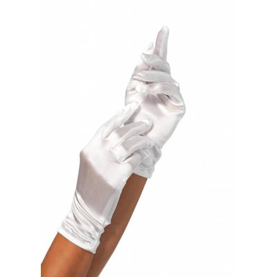 Leg Avenue Wrist Length White Satin Gloves