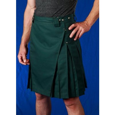 StumpTown Kilts Men's Forest Green Kilt w/ Antique Brass Rivets