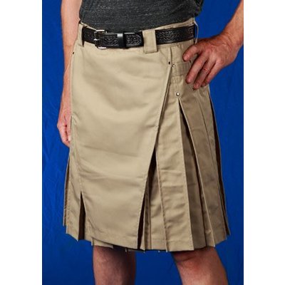 StumpTown Kilts Men's Khaki Kilt w/ Gun Metal Rivets