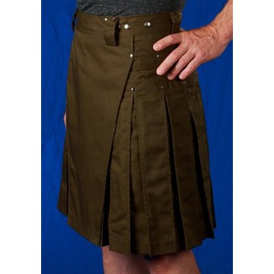 StumpTown Kilts Men's Olive Kilt w/ Gun Metal Rivets