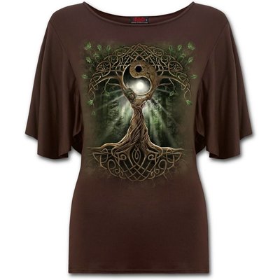 Spiral OAK QUEEN - Boat Neck Bat Sleeve Top Chocolate