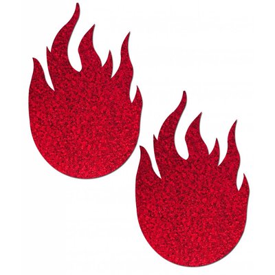 Pastease Red Glitter Flame Nipple Pasties