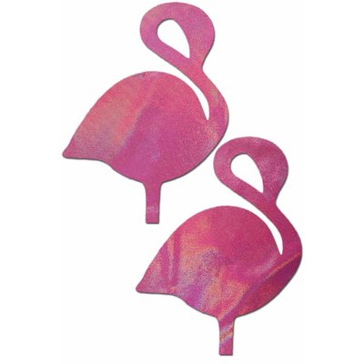 Pastease Flamingo: Holographic Bubblegum Pink Flamingos Nipple Pasties