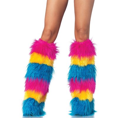 Leg Avenue Striped Neon Furry Leg Warmers