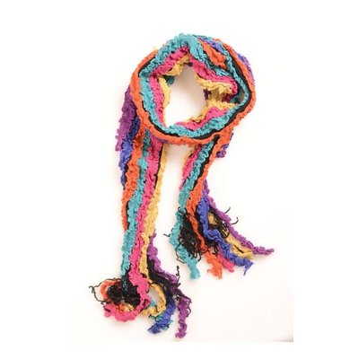 Yelete Multi Ruffle Knit Pink-Orange-Navy Scarf