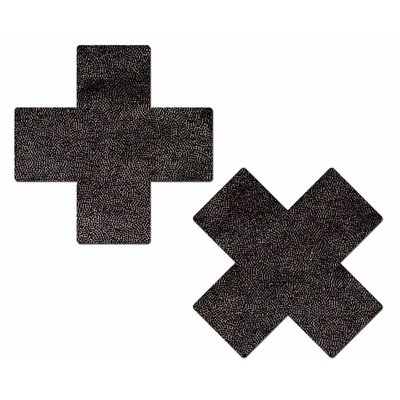 Pastease Plus X: Liquid Black Cross Nipple Pasties