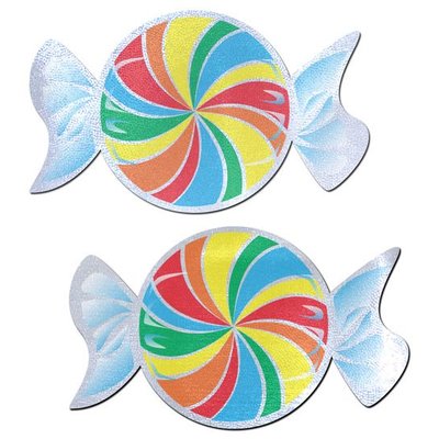 Pastease Candy: Rainbow Swirl on White Nipple Pasties