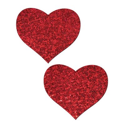 Pastease Love: Red Glitter Heart Nipple Pasties