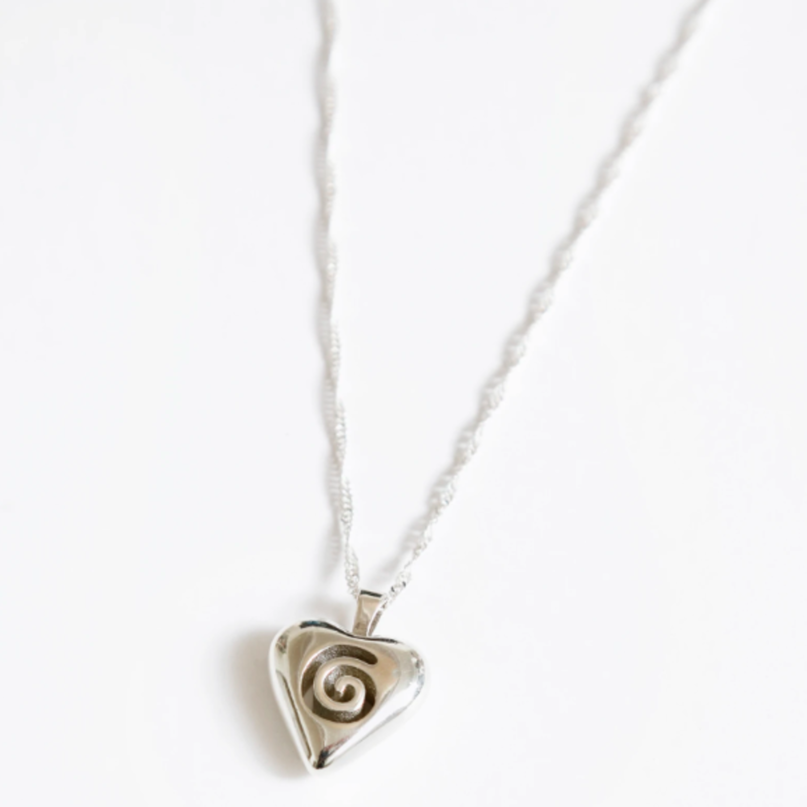 Heart Swirl Locket Necklace Sterling Silver