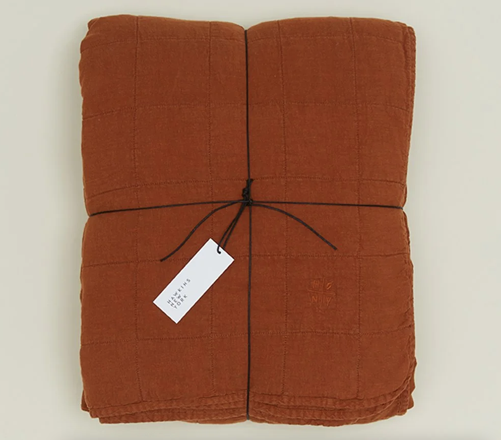 Hawkins NY Simple Linen Quilt, Terracotta olive & elle