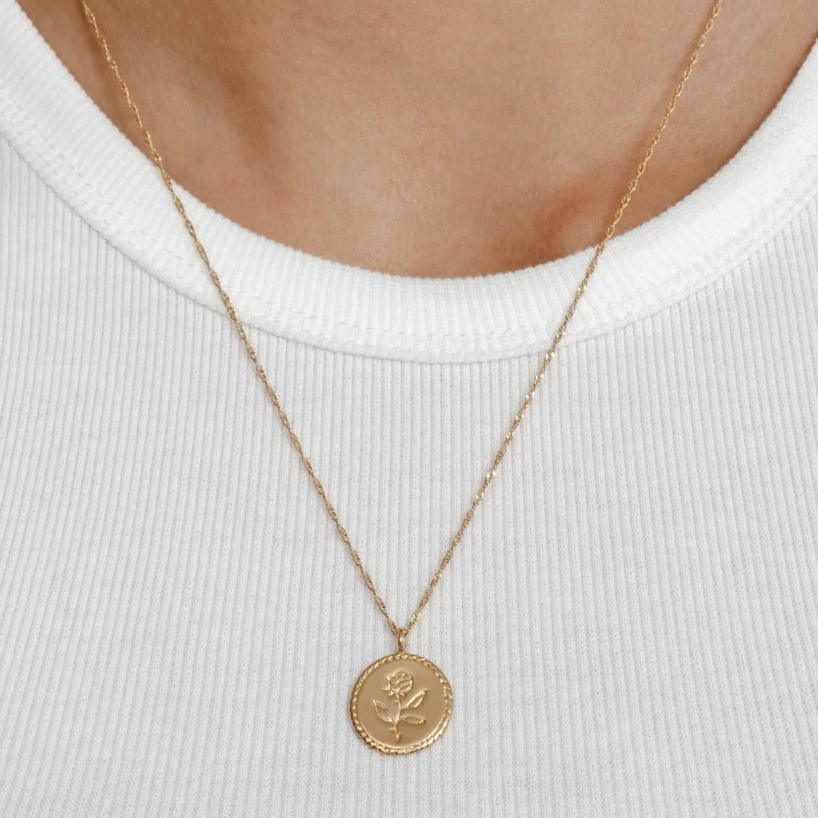 Wolf Circus Rose Coin Necklace, 14K Gold - olive & elle