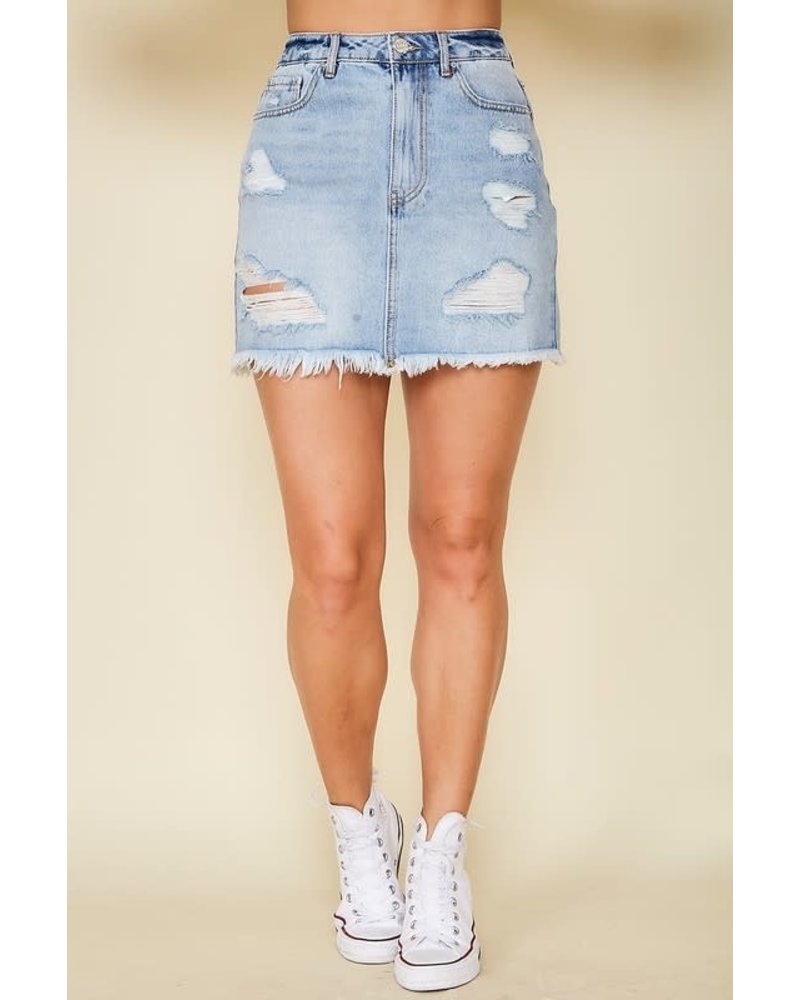 peach denim skirt