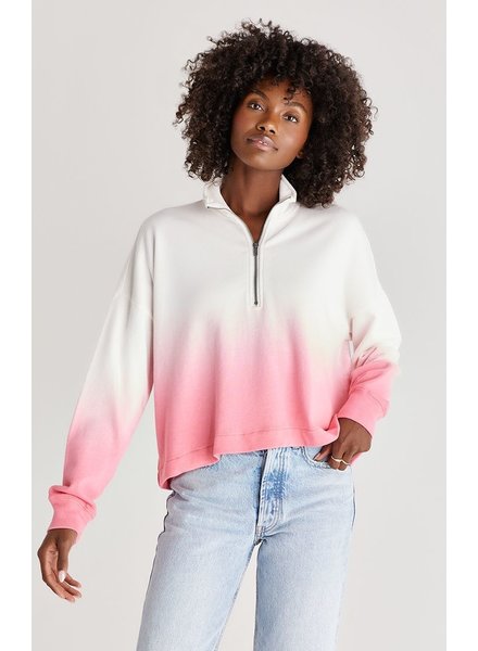 Z Supply Z Supply Zip Dip Dye Flamingo Sweatshirt